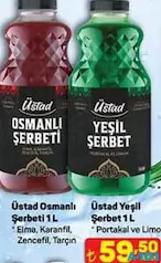 ÜSTAD OSMANLI ŞERBETİ/YEŞİL ŞERBET 1 L fiyat ve kampanya bilgisi